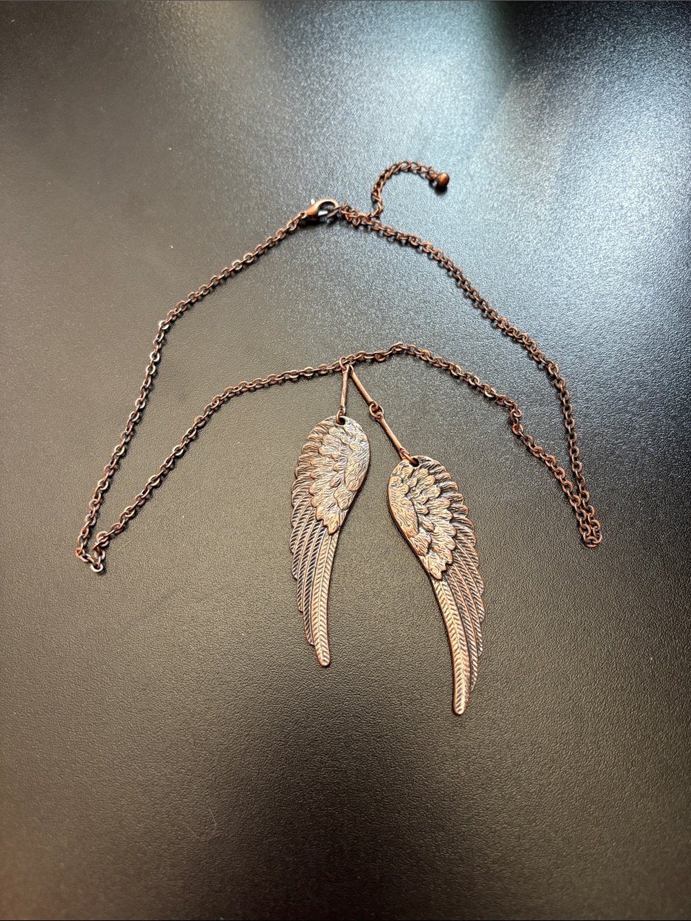 Copper-Tone Wing Necklace and Dangle Earrings Set